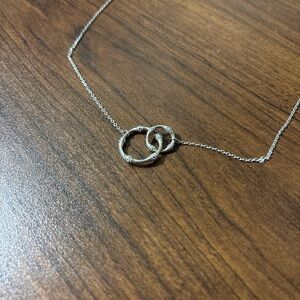 Elegant Silver Interlocking Circle Necklace